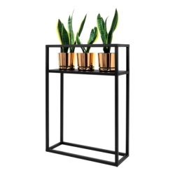 Czarny stolik CLEO 60 cm  metalowy stolik z pó³k¹