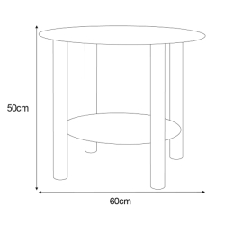 Czarny stolik CLEO 60 cm – metalowy stolik z półką